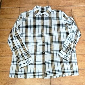 Burberry London Nova Check Plaids With Gold Metallic Details Shirt Size 14